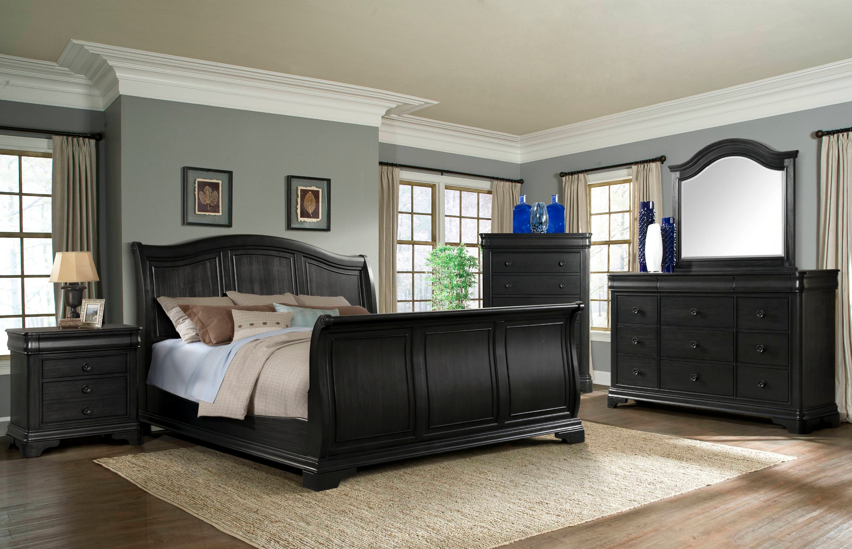 Black sleigh deals bedroom set